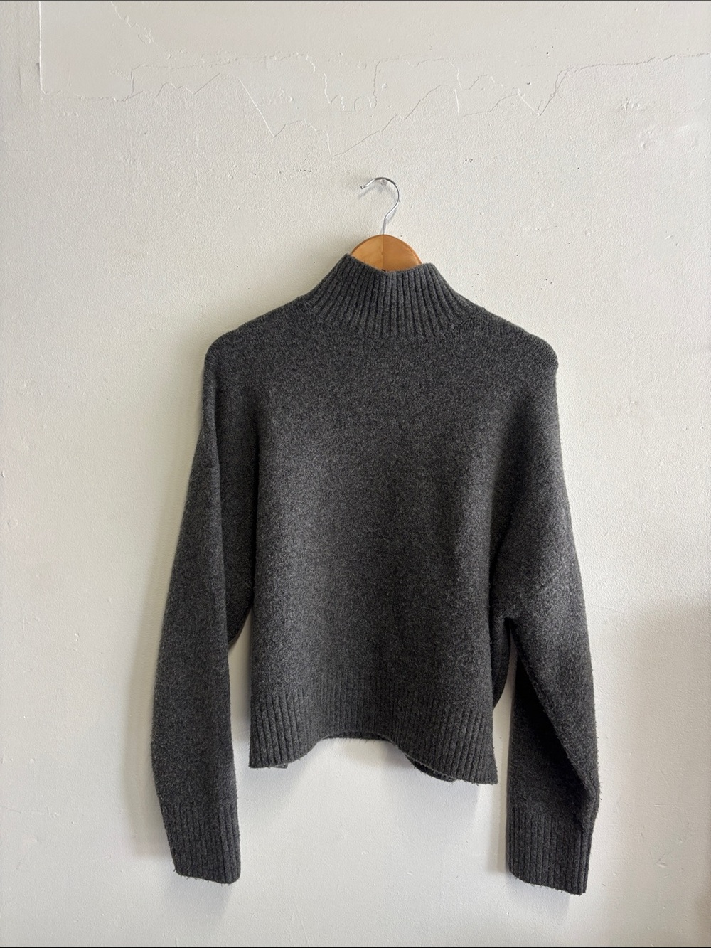 Zara Luxury soft Knit Charcoal Mock neck  Sweater